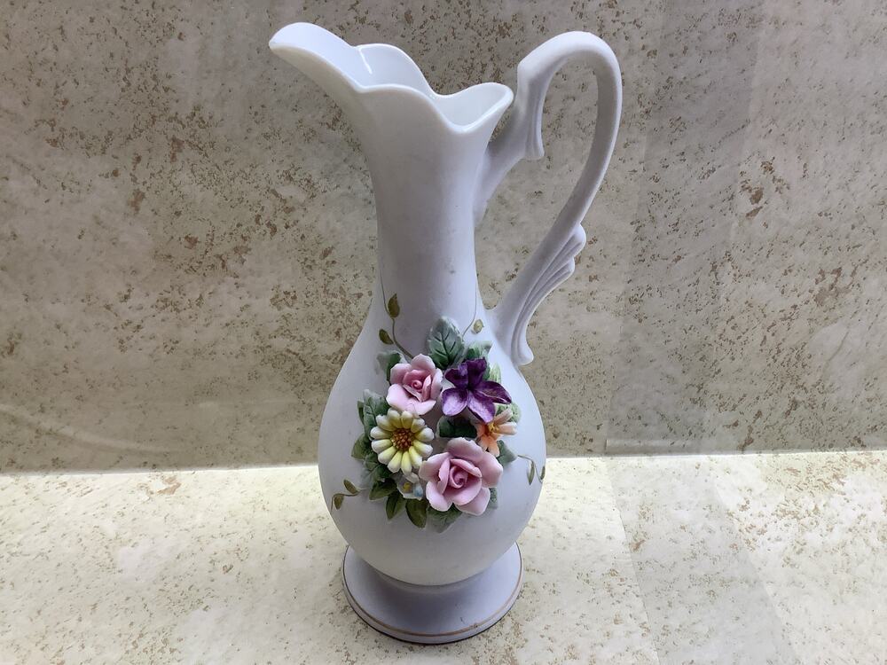 Vintage Lefton Japan Bud Vase Hand Painted Flowers Bouquet